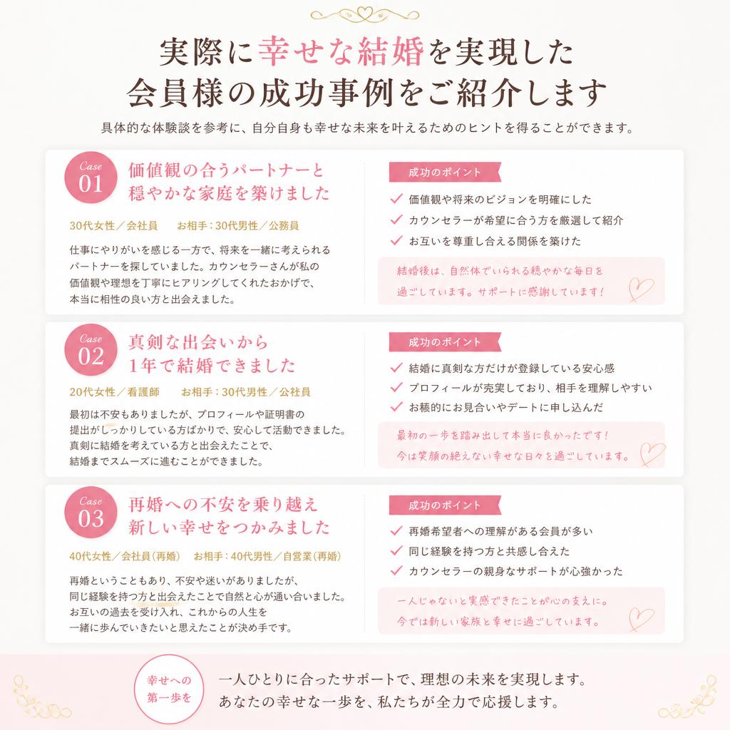 成功事例から学ぶ幸せな結婚