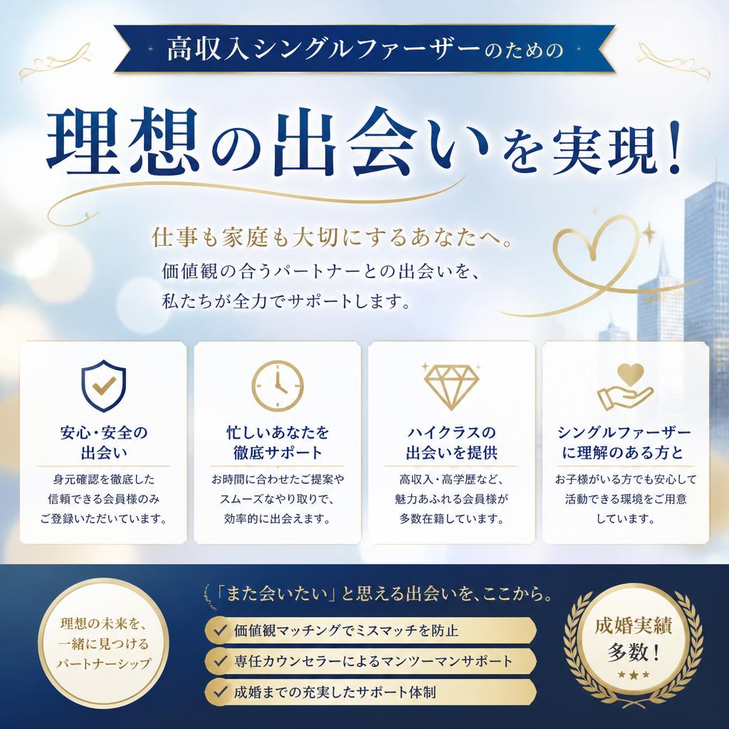 高収入シングルファーザーのための理想の出会いを実現！