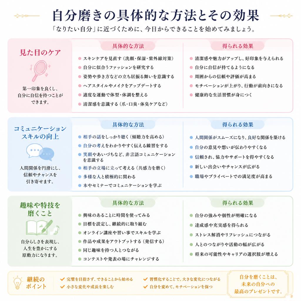 3. 魅力を引き出すための具体的な自分磨き法