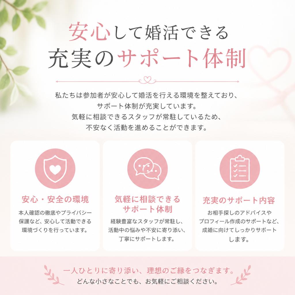 安心して婚活を進められる環境