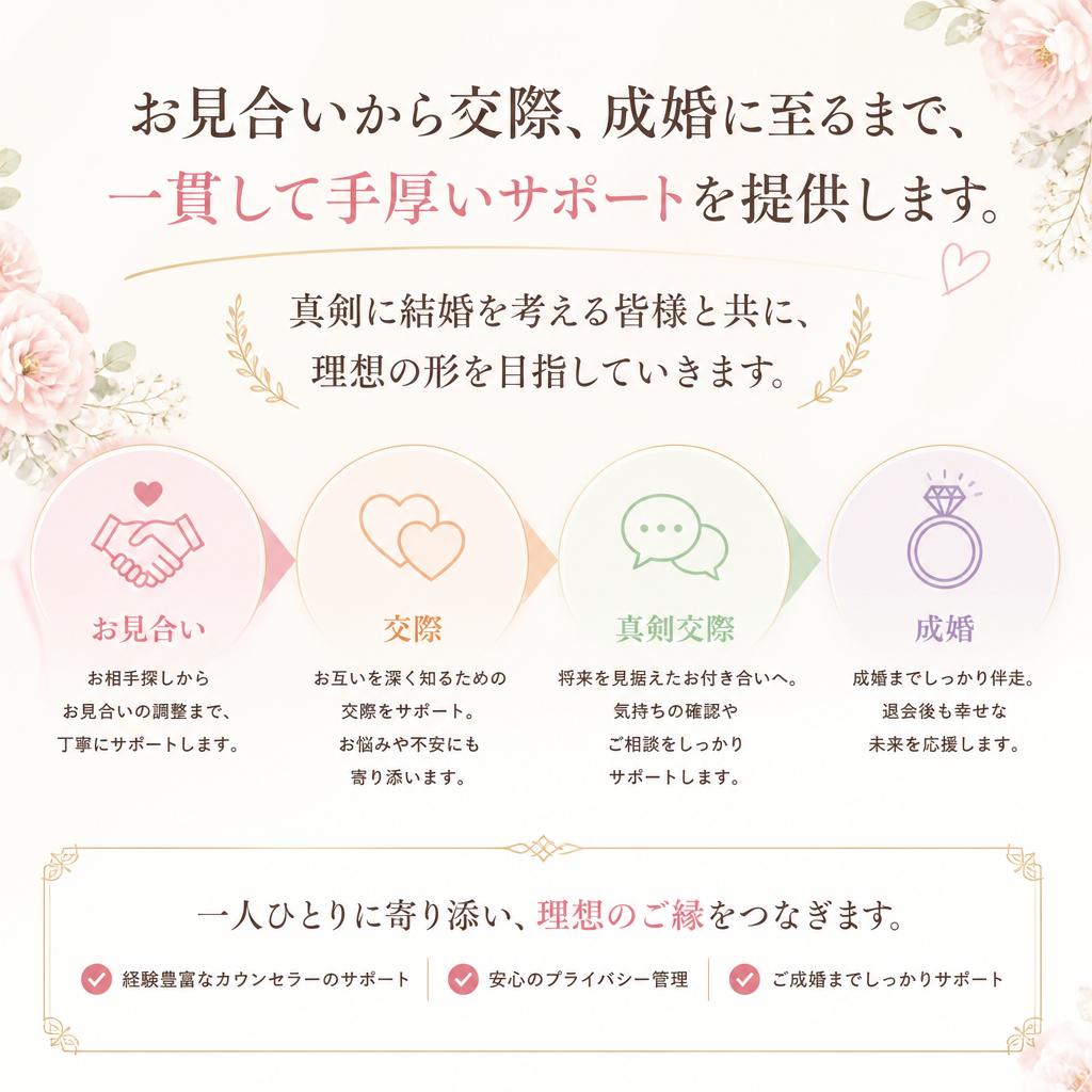 安心のサポートで成婚を目指す