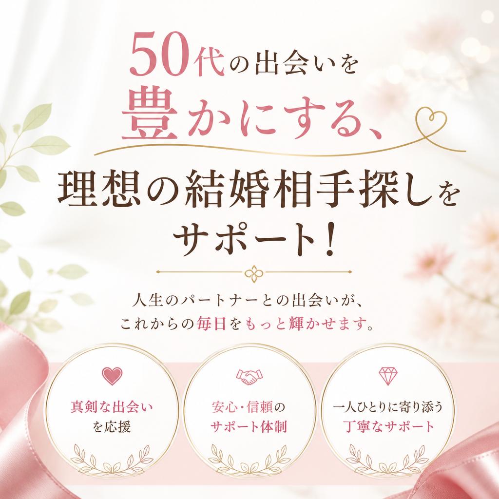 50代の出会いを豊かにする、理想の結婚相手探しをサポート！